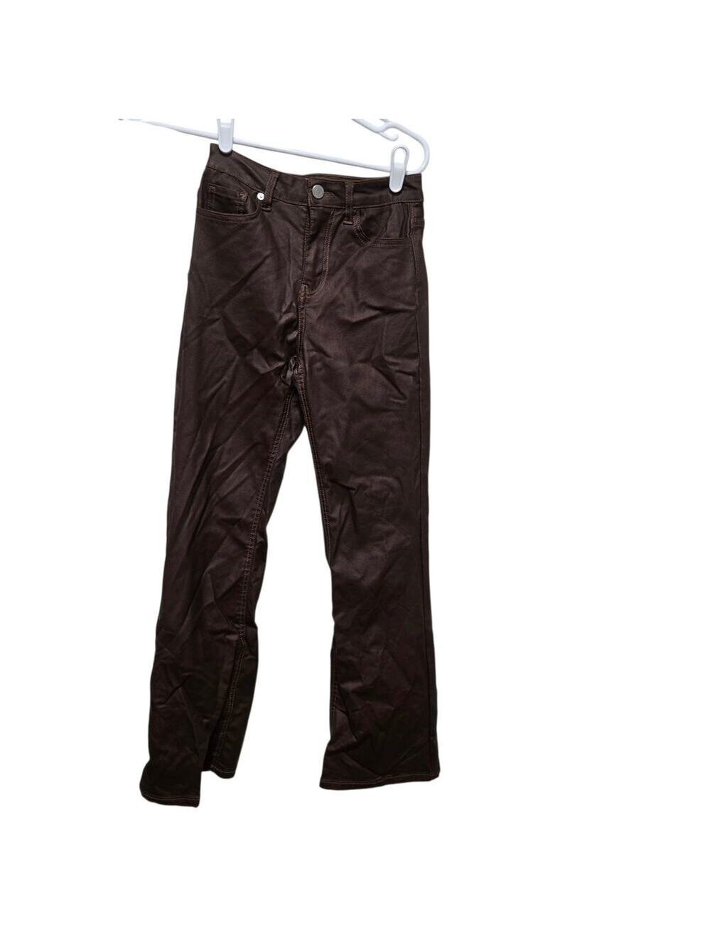Habitual Girl Brown Coated Faux Leather Flare Leg Pants Size 14